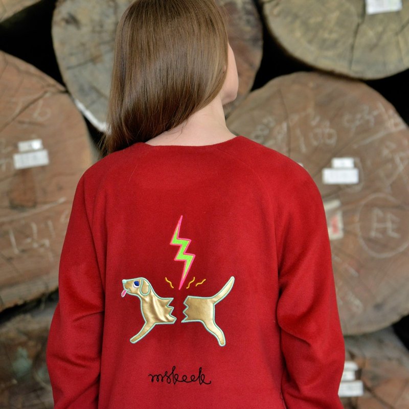 MSKOOK 大衣 WINTER  红色 Oh Charlie 刺绣全羊毛大衣 - 女装休闲/机能外套 - 其他材质 红色