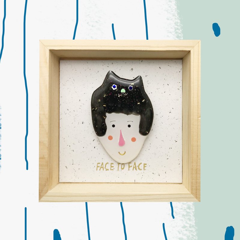 猫男原创胸针系列－红色鼻子男生与猫 - 胸针 - 其他材质 黑色