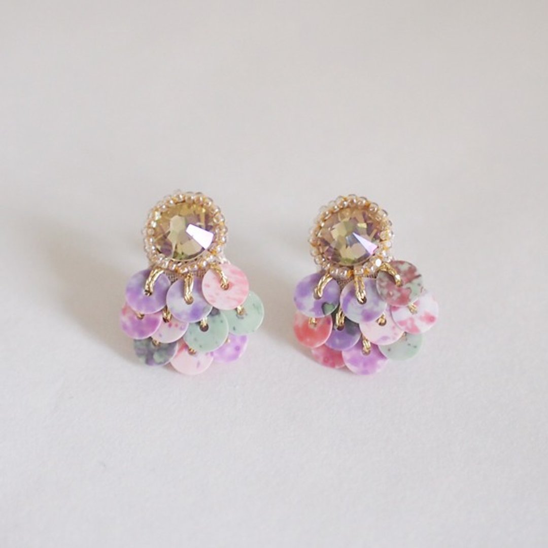 clip on earrings bijoux & marble - 耳环/耳夹 - 其他材质 粉红色