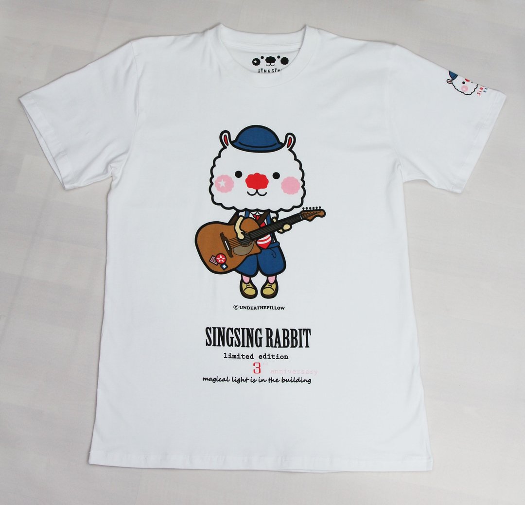 星星兔Sing Sing Rabbit3周年限量版 White Body Tee - 中性连帽卫衣/T 恤 - 棉 白色