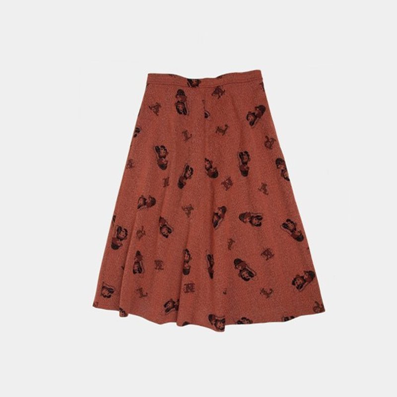 │moderato│复古华丽女王头英文个性大裙摆针织古着长裙/方祯 - 裙子 - 其他材质 橘色