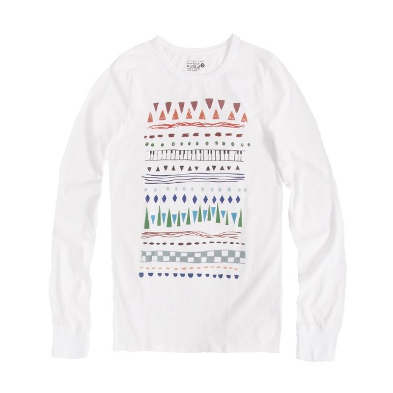 Two little 长袖 蜜桃棉 男T 白色 - 男装上衣/T 恤 - 棉．麻 白色