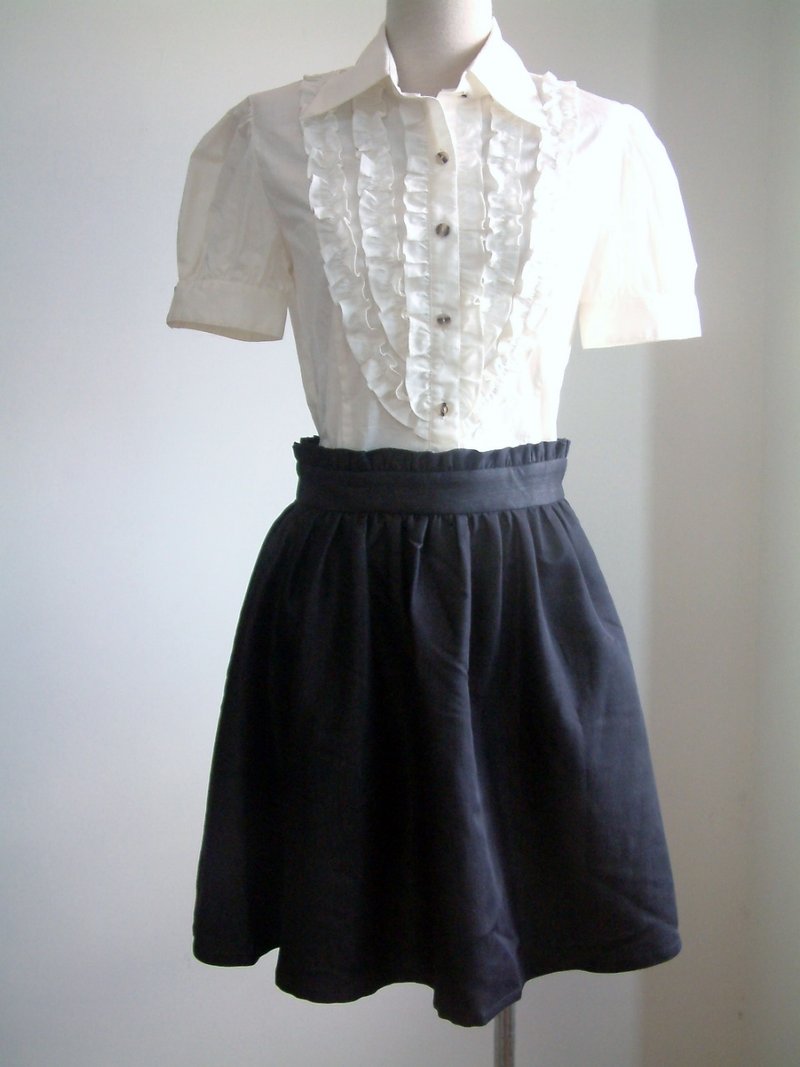 膝上细褶裙-灰黑 - 裙子 - 其他材质 黑色