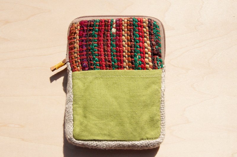 交换礼物 天然手感丽线收纳包 / 民族零钱包 / 相机包 / 手机包 -  棉麻纱丽线拼接( 仅存一件 ) - 相机包/相机袋 - 纸 多色