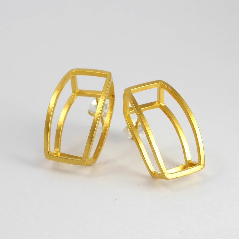 SIMPLIFY EARRING - GOLD PLATED ON SILVER - 耳环/耳夹 - 其他金属 金色