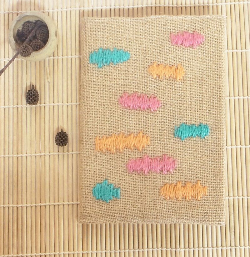 手作书衣笔记本【白日梦冒险王－蓝红橘】深咖麻布款 (大本=A5) - 笔记本/手帐 - 其他材质 多色