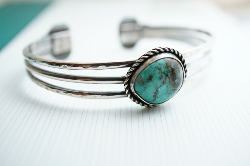 【janvierMade】❤ 印第安 松石银手环 l 质感纯银手环 l 匠心设计手作 - 手链/手环 - 宝石 绿色