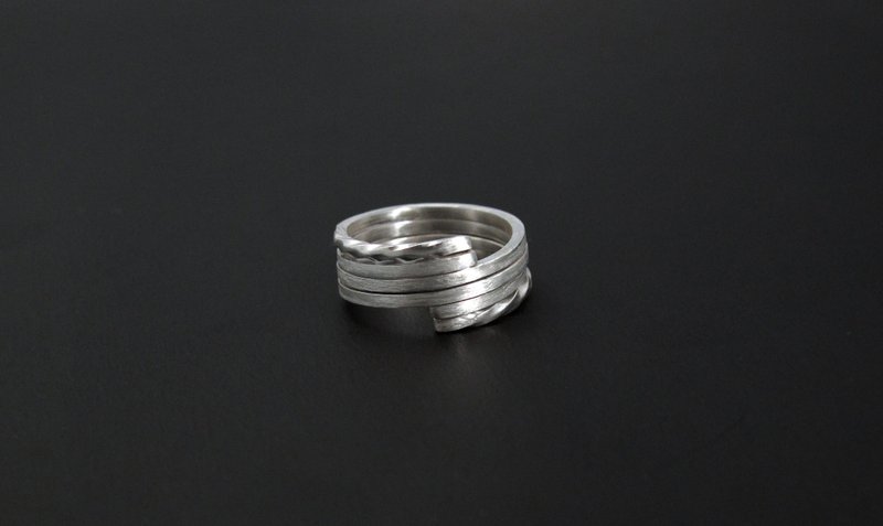 戒指 Star trails 轨迹戒 925纯银戒指(两只)-64DESIGN - 戒指 - 银 银色