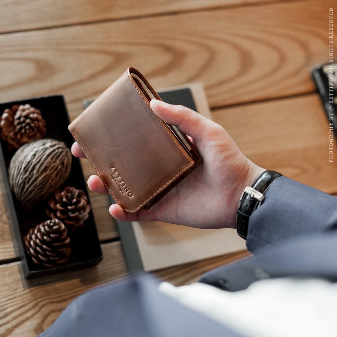 Wallet Light brown - 皮夹/钱包 - 真皮 咖啡色