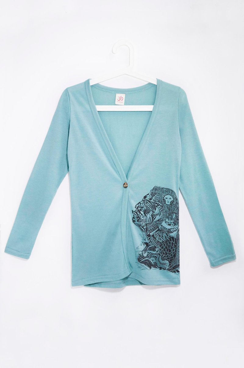 手感长版棉外套 / 质感长外套 -  南美印地安人(浅绿) - 女装休闲/机能外套 - 其他材质 绿色