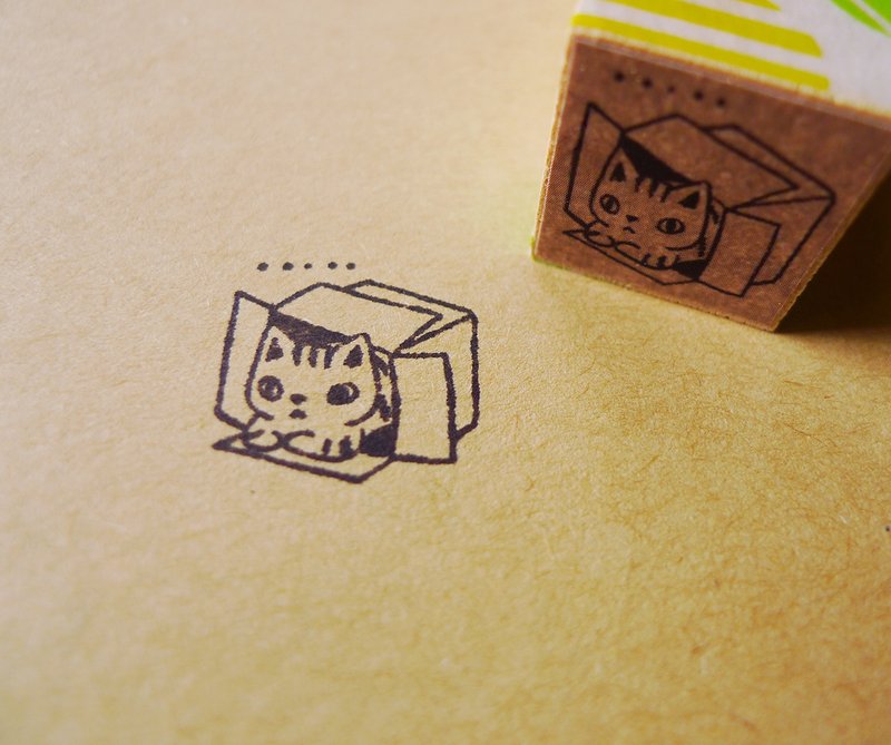 印章-箱子猫手帐章 - 印章/印台 - 木头 卡其色