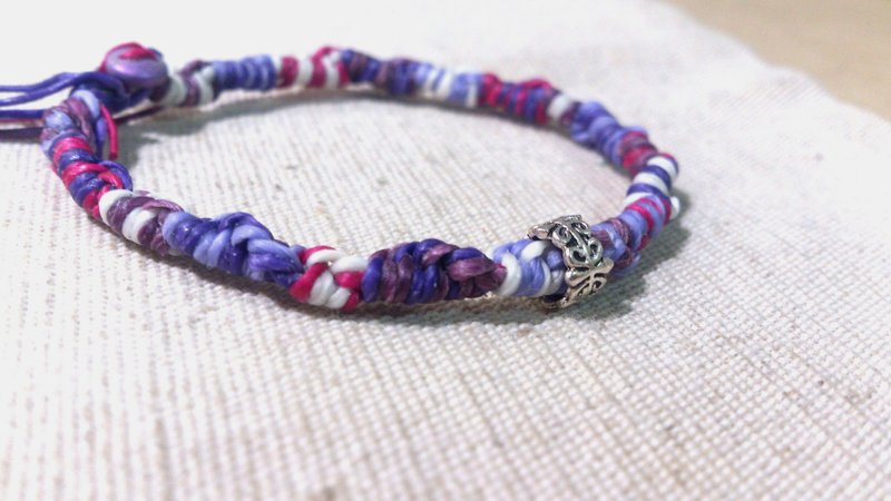 925纯银图腾珠．五色圈圈宽版手环 [ 6 款色系可选择 ] - 手链/手环 - 其他金属 紫色