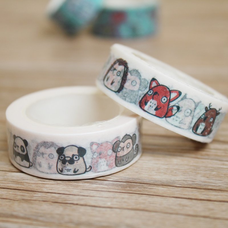 ↟↟ 1.5cm宽 纸胶带 - "小毛豆" - 纸胶带 - 纸 白色