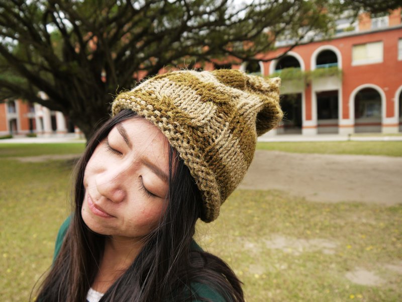 阿母100%的手作帽-猫头鹰精灵毛帽-渐层咖啡色-圣诞节/交换礼物 - 帽子 - 其他材质 咖啡色