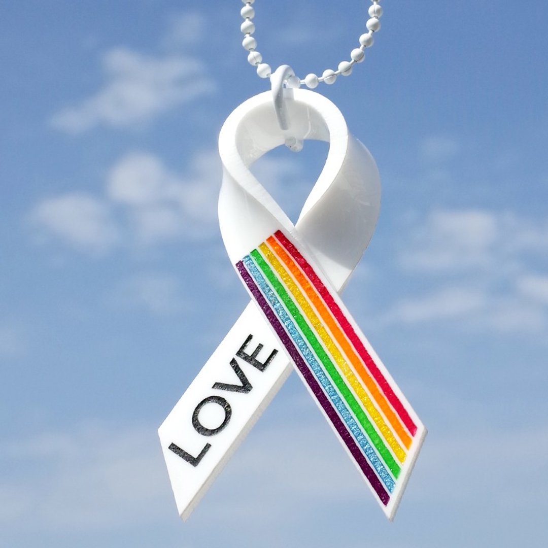 手作六色彩虹压克力彩虹LOVE丝带吊饰 LGBTQ+ - 钥匙链/钥匙包 - 压克力 多色