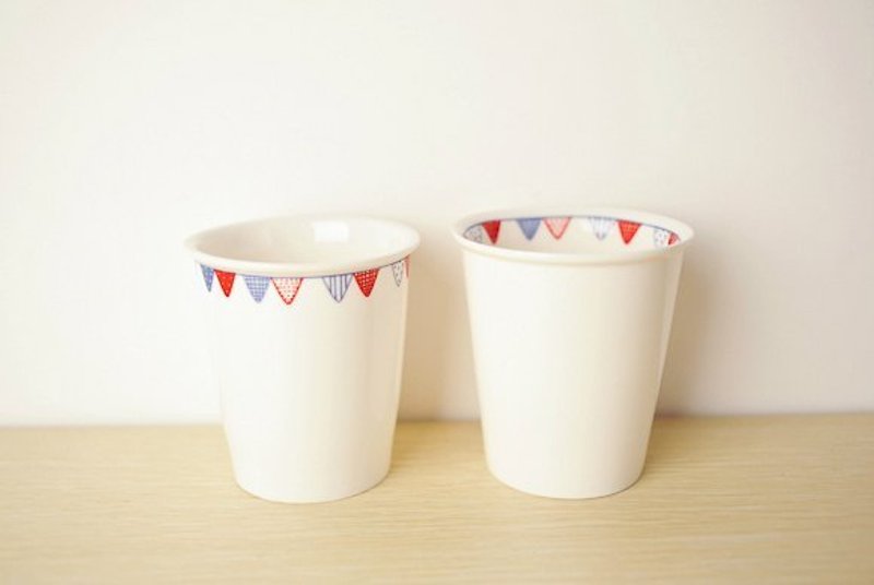 ✄ 生活道具 ｜房间里的森林系派对 缤纷小旗对杯 水杯 情人节礼物 - 咖啡杯/马克杯 - 其他材质 