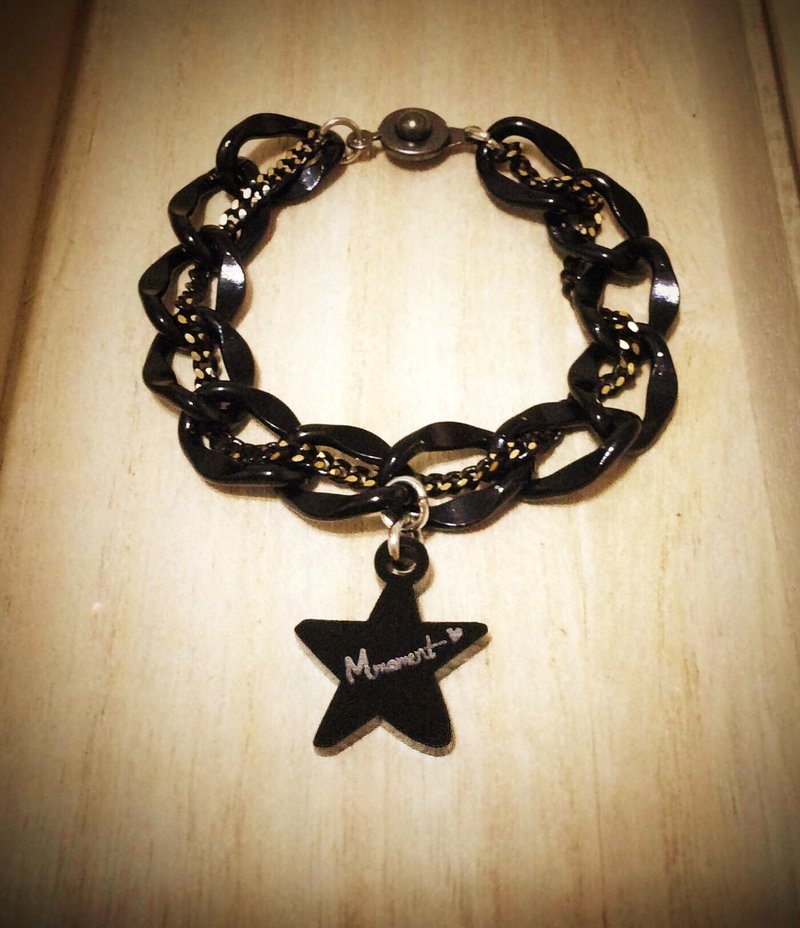 ~♥小宇宙-烤黑+M星LOGO✿ - 手链/手环 - 其他金属 黑色