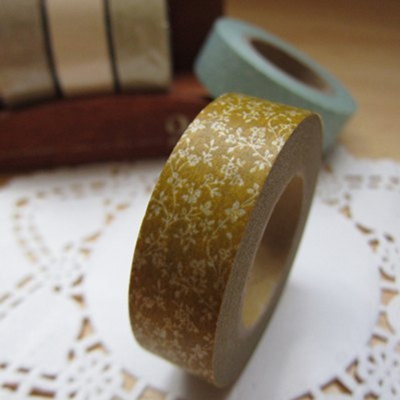 Marks Masking Tape 和纸胶带-单卷 法式花卉款(MKTS-15 碎花-芥茉黄) - 纸胶带 - 纸 黄色
