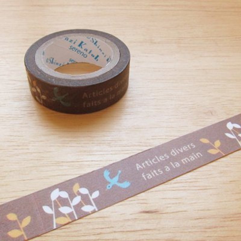 Shinzi Katoh 加藤真治 童趣涂鸦插画 纸胶带(MKT6096)鸟儿 - 纸胶带 - 纸 咖啡色