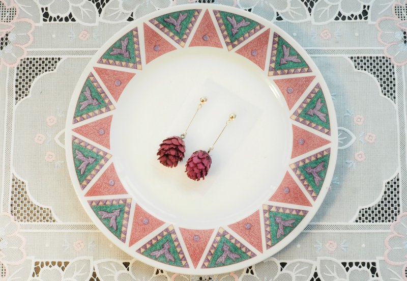 ⋄红夫人⋄干燥花耳饰/耳环 - 耳环/耳夹 - 植物．花 