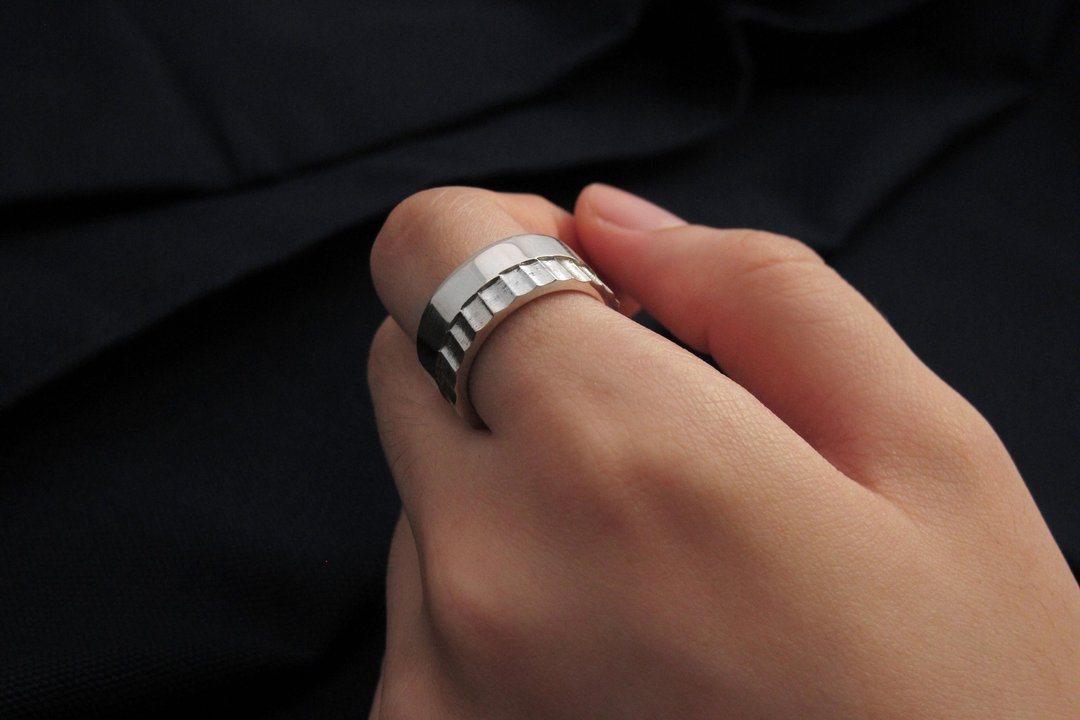 手工造型戒 U-Ring 925 纯银戒指 男生戒指 - 戒指 - 纯银 银色