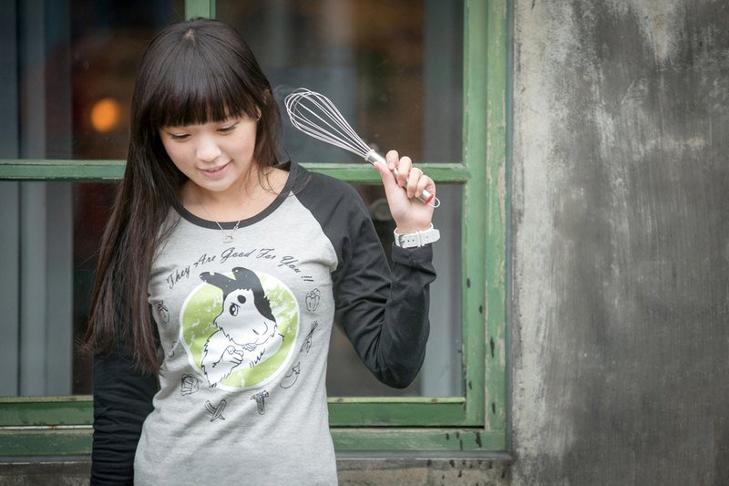 叫你吃蔬菜！　长袖棒球T恤 - 女装 T 恤 - 棉．麻 