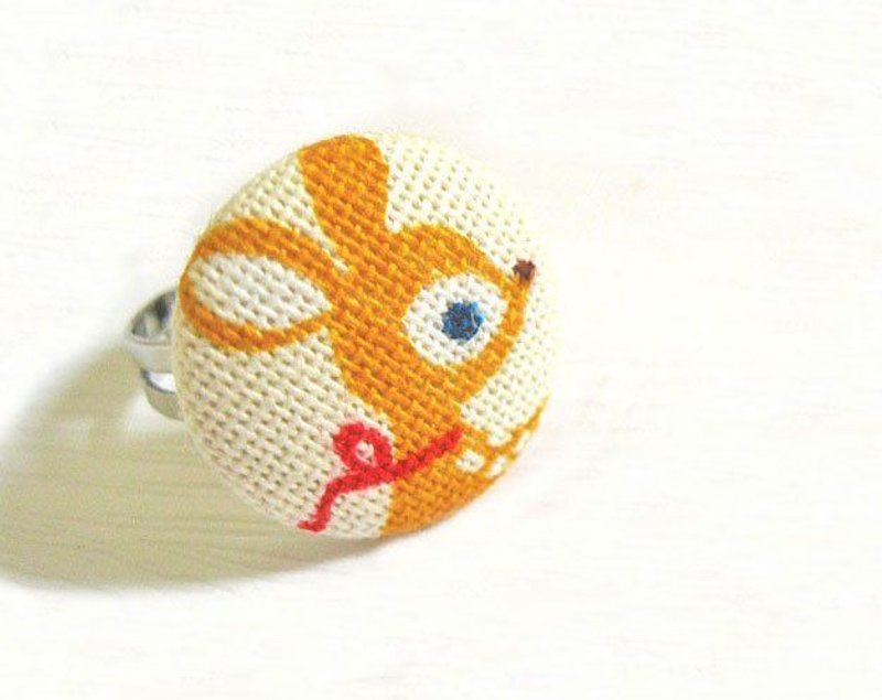 手作布包钮扣戒指 小鹿斑比 - 戒指 - 其他材质 