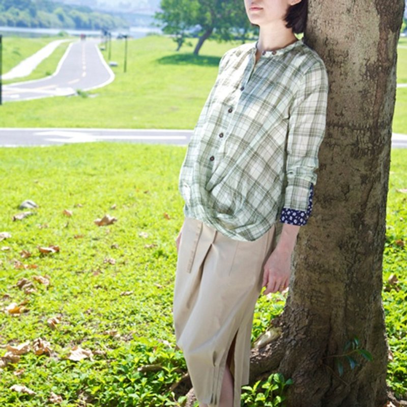 & by tan&luciana 小浪漫前绑带打褶两侧开岔A字裙 - 女装长裤 - 棉．麻 黄色