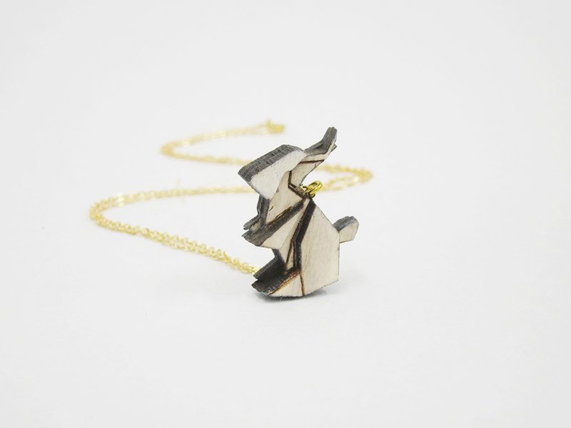 树木系列－兔子项链（咖啡色／白色） - 项链 - 木头 咖啡色