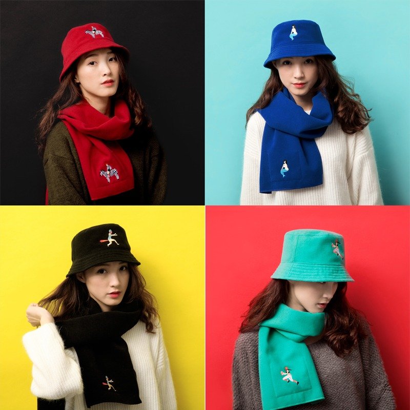 YIZISTORE 秋冬毛呢刺绣渔夫帽 - 帽子 - 其他材质 