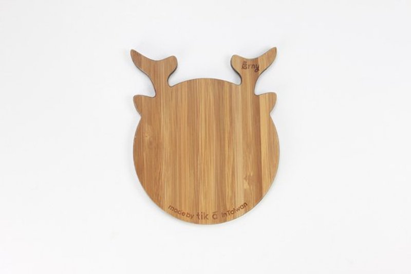 动物饼干杯垫-小鹿｜含雷雕姓名优惠｜台湾制作｜独一无二｜手作礼物｜ - 杯垫 - 竹 咖啡色