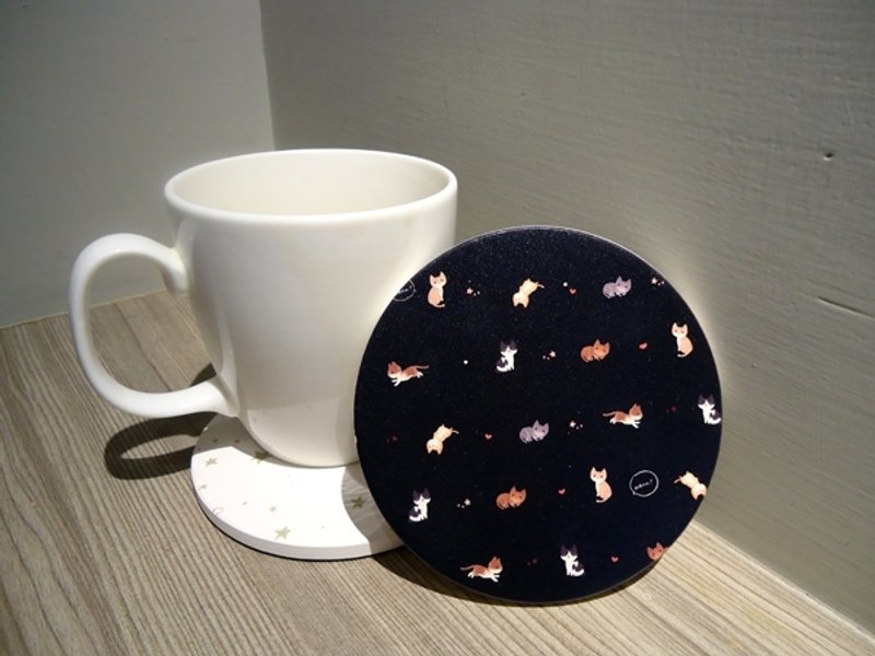 义卖//吸水陶瓷杯垫//猫咪的自在午后 - 杯垫 - 其他材质 黑色