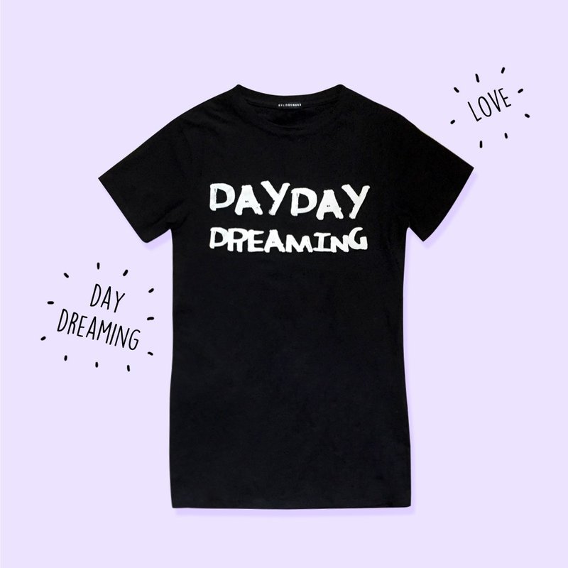 DayDay Dreaming长身Tee/连身裙 - 女装 T 恤 - 棉．麻 黑色