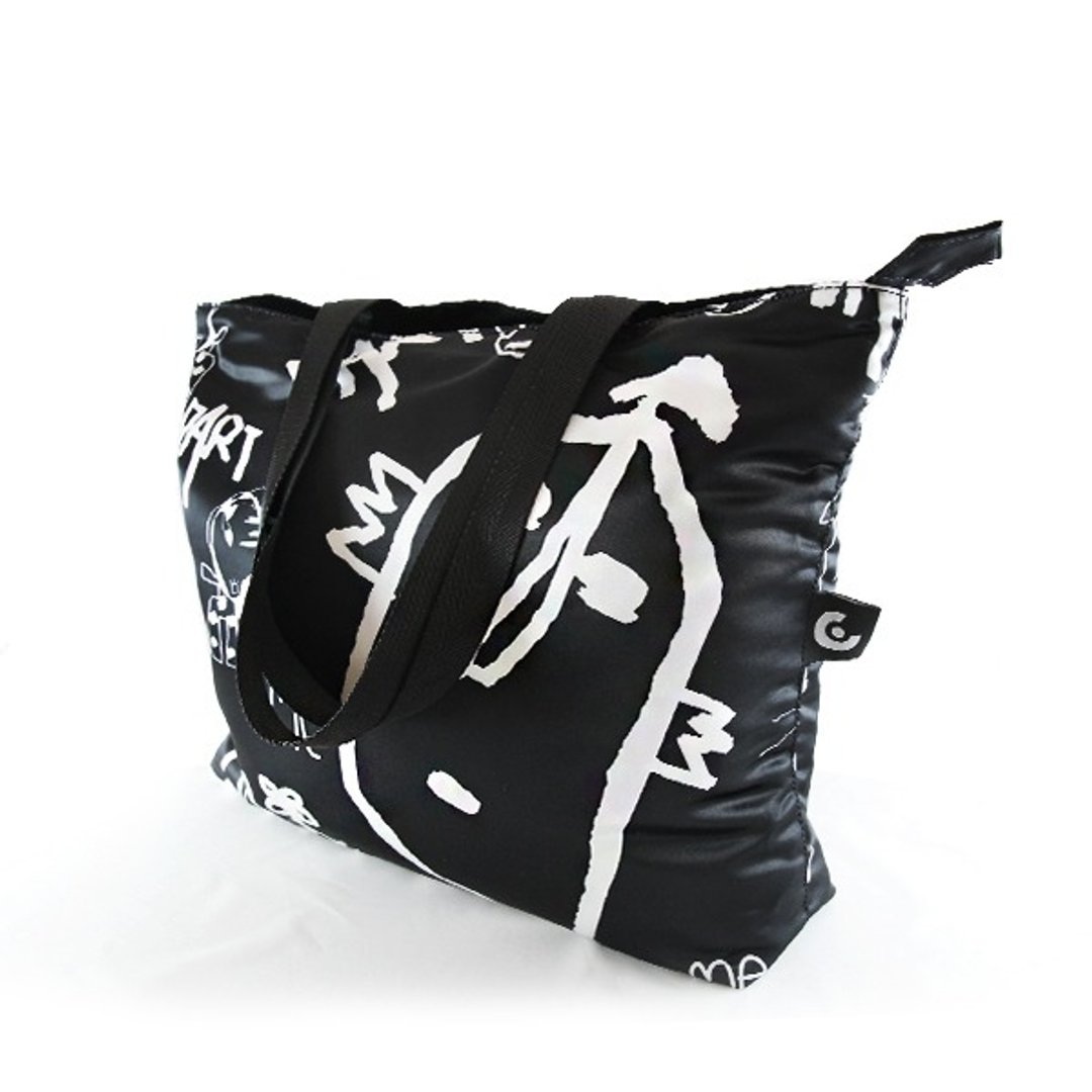 肩背 大容量 防泼水 外出 托特包【FUN TOTE】轻旅行 | AVE. 80 FACES 街头涂鸦的朋友们 (黑) • DART ME享乐印花 - 侧背包/斜挎包 - 其他材质 黑色