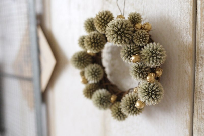 杂集手作zakka乡村风杂货．山防风．干燥花花圈 (绿色系/迷你款) - 摆饰 - 植物．花 绿色