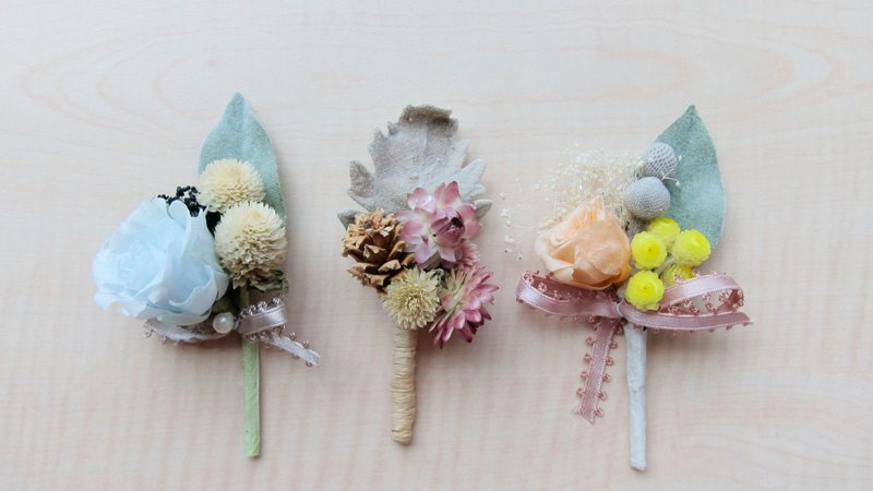 Kinki手作 小不点 干燥 不凋 新郎胸花 伴郎胸花 主婚人胸花 时尚胸花 - 胸针 - 植物．花 