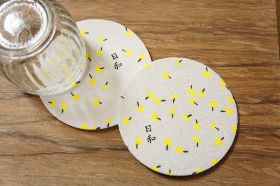 黄色小蒲公英-日和款 布质杯垫 /可作卡片用途 4入 - 卡片/明信片 - 其他材质 黄色