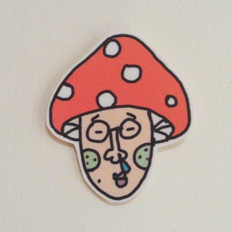 眼镜阿菇贴纸 - 贴纸 - 纸 红色