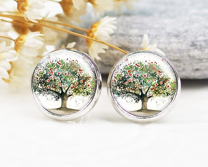 苹果树 - 夹式耳环/耳针耳环/时尚配件【Special U Design】 - 耳环/耳夹 - 其他金属 多色