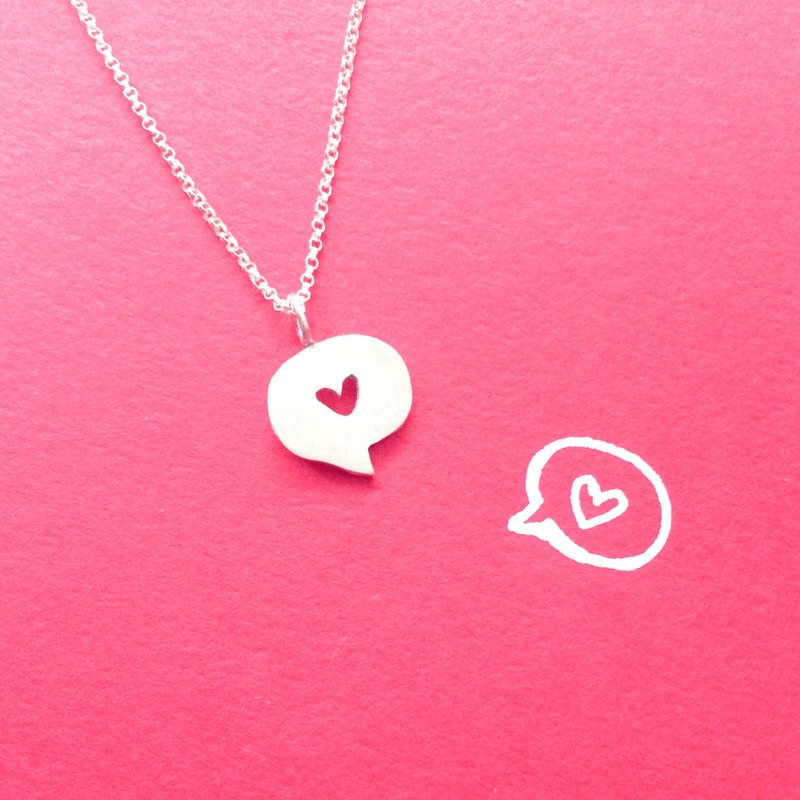 《敲敲话-漫画对话框系列》悄悄告诉妳/纯银项链/敲字定制款/情人节款 - 项链 - 其他金属 