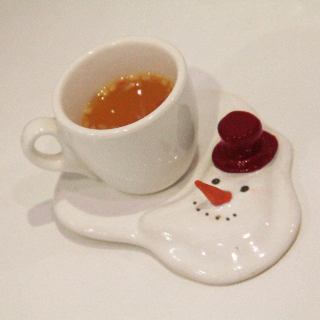 融雪杯垫【S】【雪人史诺伊系列 The series of " Snowy "】 - 杯垫 - 陶 白色