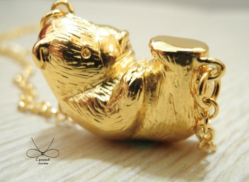 森林乐园(立体版)----饱饱熊(镀22k金) - 项链 - 其他金属 黄色