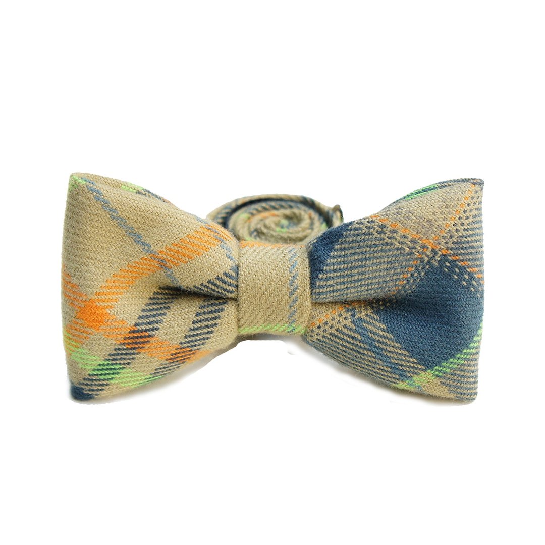 StoneasChic 秋冬 格纹 刷毛 英伦 啾啾 领结 bow Tie - 领带/领带夹 - 棉 绿色