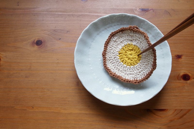 煎吼恰恰 荷包蛋杯垫 - 杯垫 - 棉．麻 