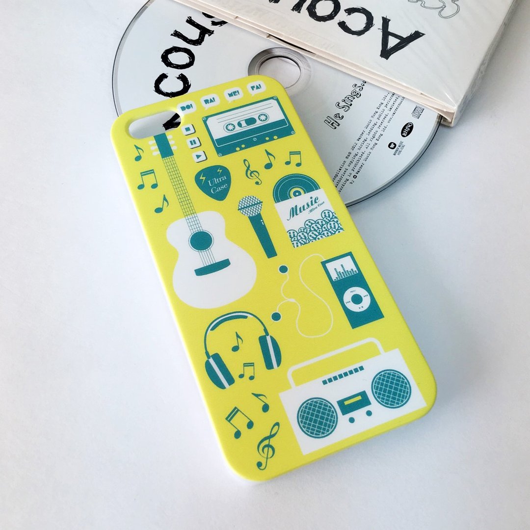香港原创设计 黄色音乐乐器设计图案 iPhone X,  iPhone 8,  iPhone 8 Plus,  iPhone 7, iPhone 7 Plus, iphone 6/6S , iphone 6/6S PLUS, Samsung Galaxy Note 7 透明手机壳 - 手机壳/手机套 - 塑料 黄色