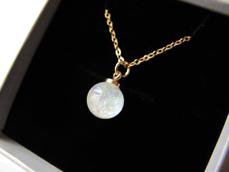 Rosy Garden 雪花幻彩白色流动亮片水晶玻璃球锁骨链 - 锁骨链 - 玻璃 白色