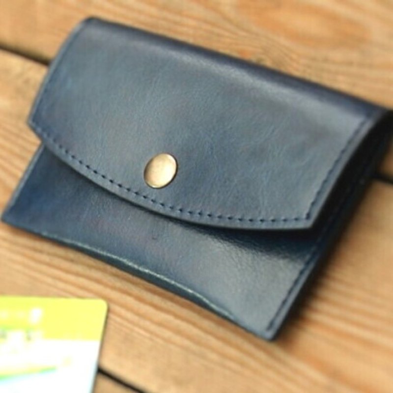 圣诞礼物|简约实用零钱钞票名片包两用 方便收纳 蓝 提供包装服务 - 零钱包 - 人造皮革 蓝色