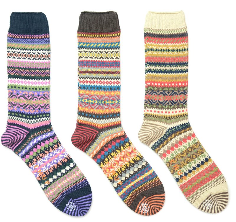 Fairycookies 日本制造 CHUP SOCKS 民族风雪花袜 M号 Swedish block - 袜子 - 棉．麻 多色