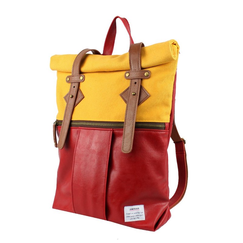 红色漫步后背包【am-0289】 - 后背包/双肩包 - 人造皮革 红色