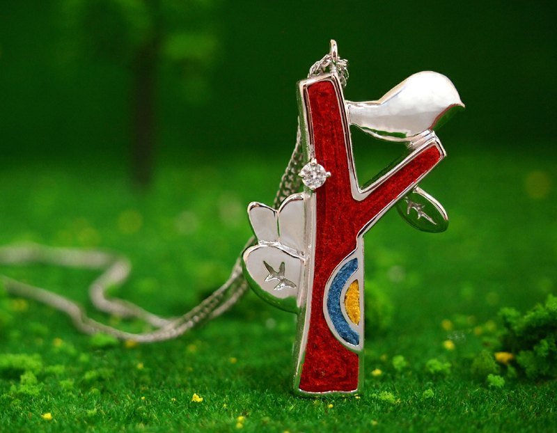 森林系手工红色小树项链 - 项链 - 其他金属 红色